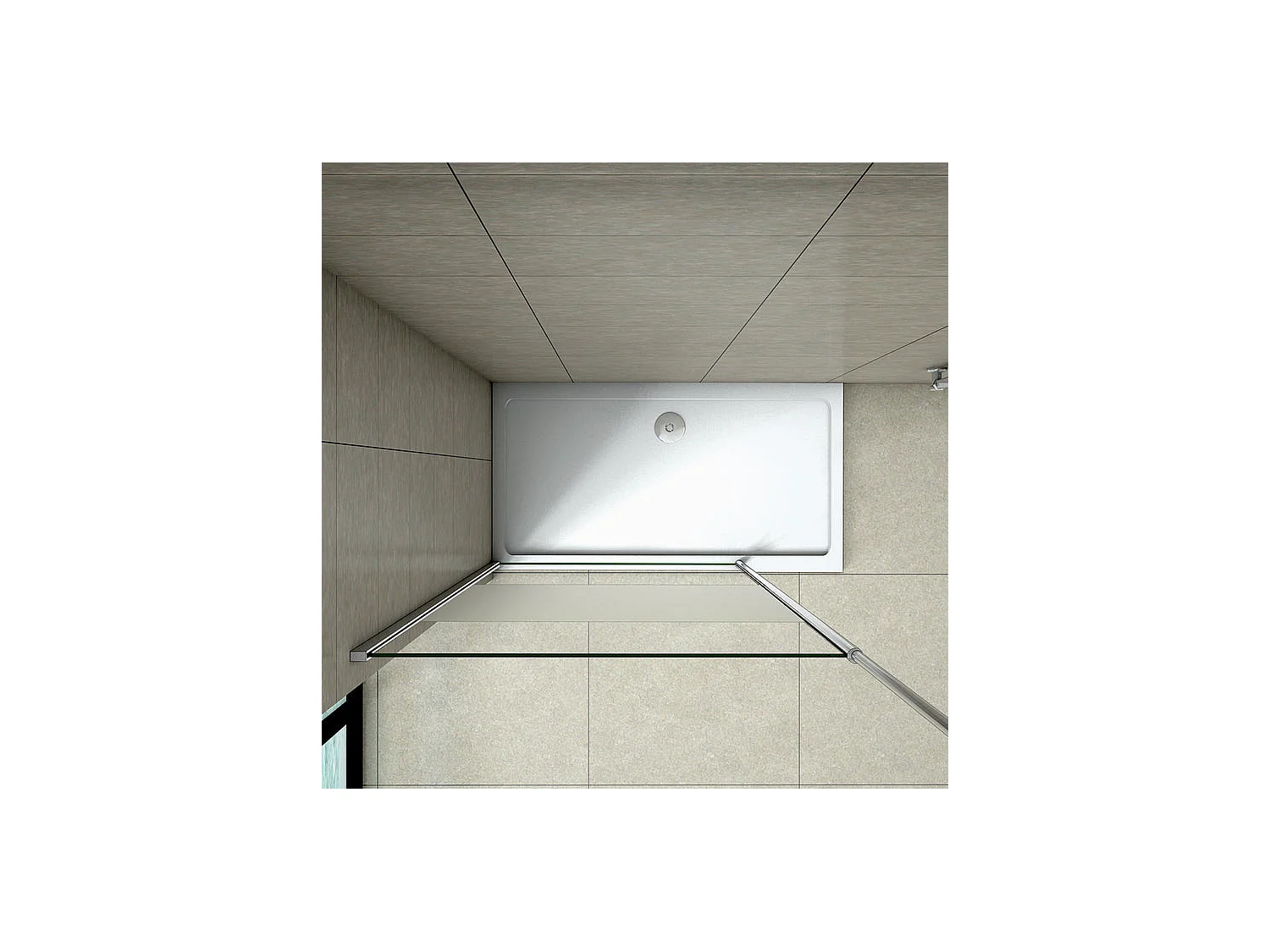 Paroi de douche à l'italienne 90x200cm avec barre de fixation au plafond 203-320cm, en 8mm verre bande centrale dépolie