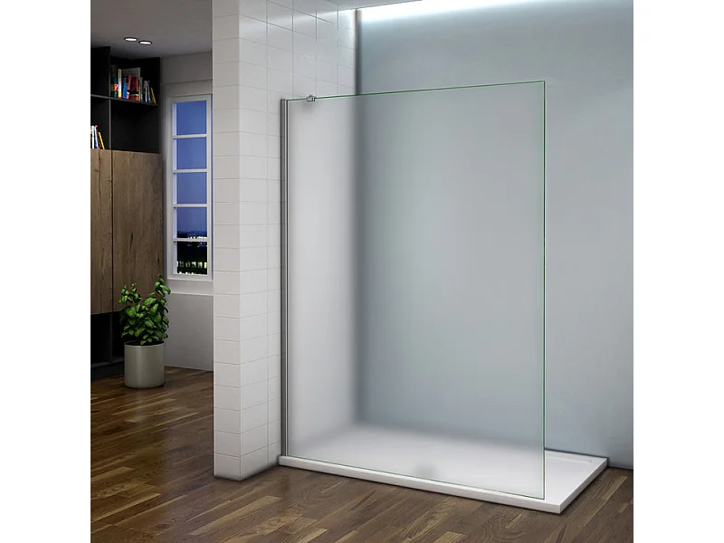 Paroi de douche à l'italienne 120x200cm - 8mm verre trempé sablé - Avec barre de fixation 73-120cm en carré