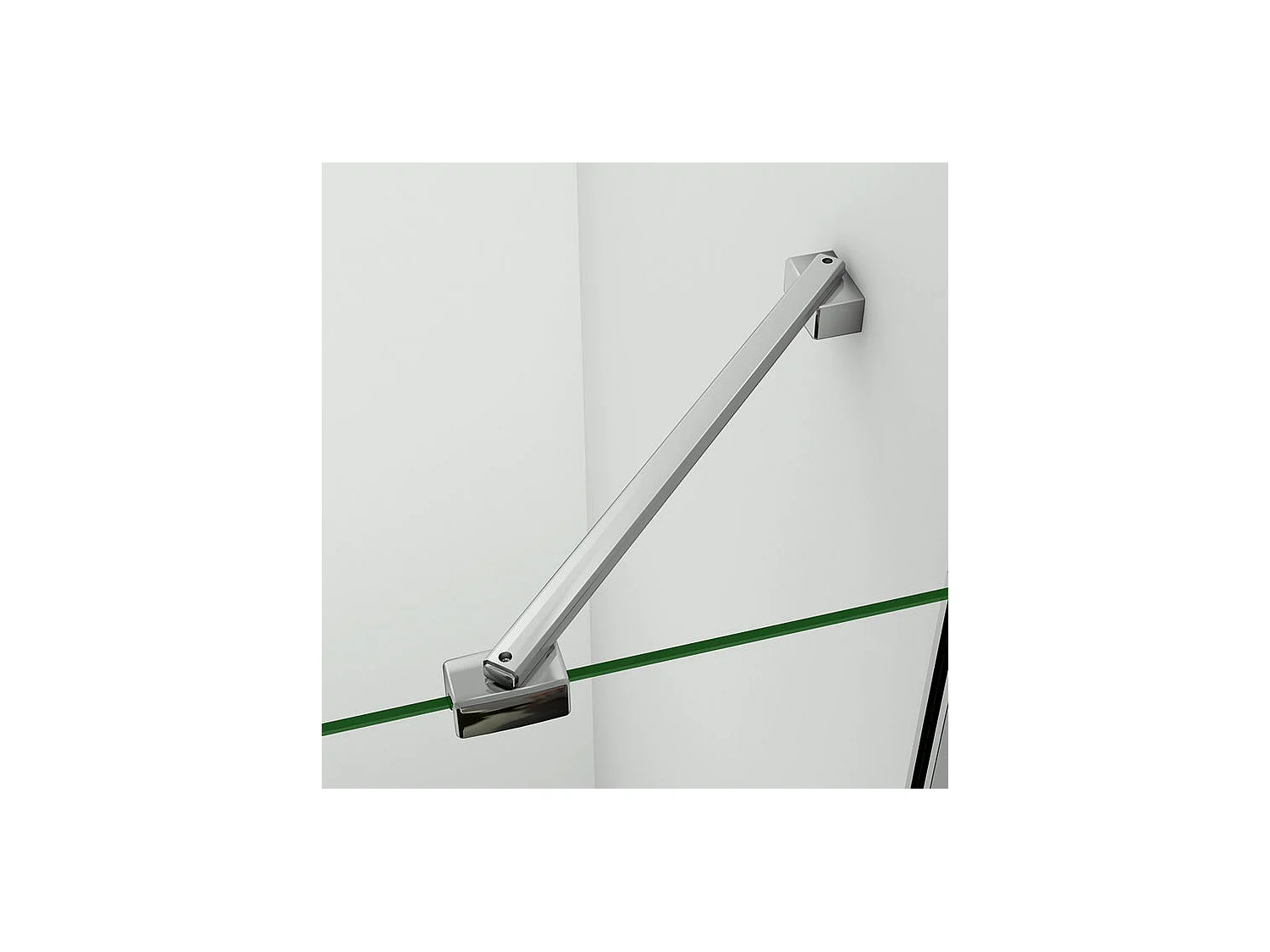 Paroi de douche à l'italienne 90x200cm avec barre de fixation d'angle 45cm, en 8mm verre bande centrale dépolie