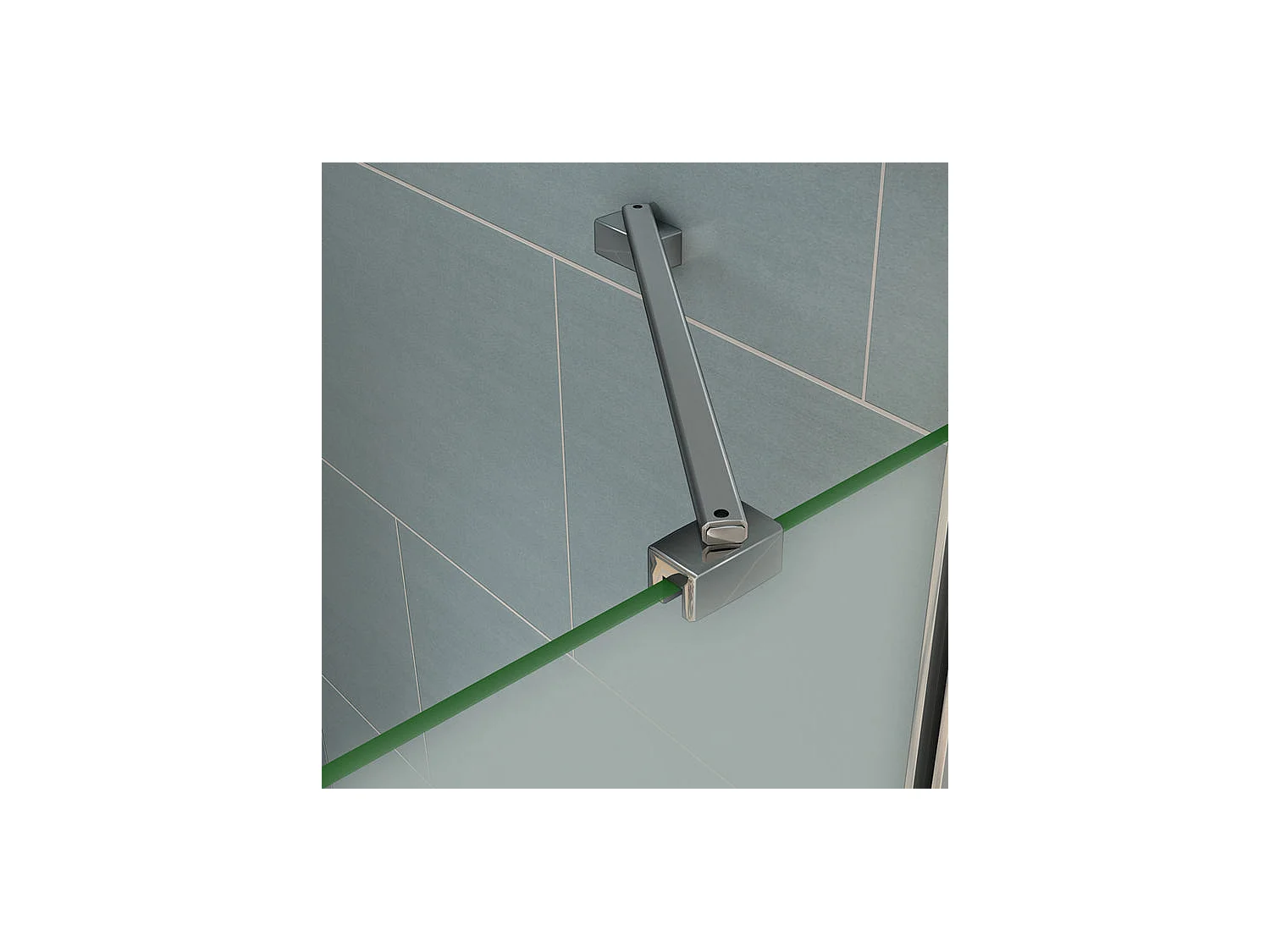 Paroi de douche à l'italienne 100x200cm - 8mm verre trempé sablé - Avec barre de fixation d'angle 45cm