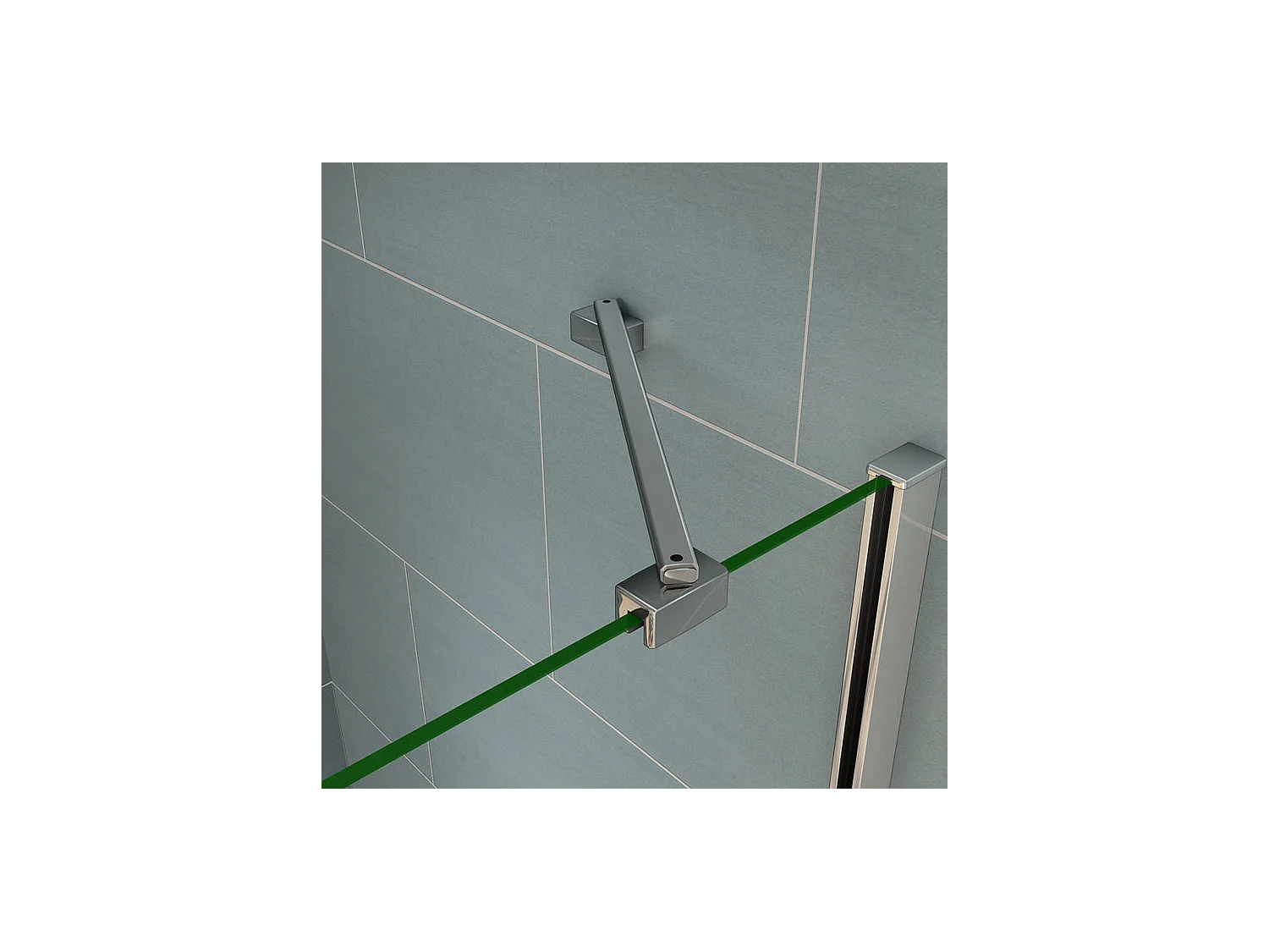 Paroi de douche fixe à l'italienne avec retour pivotant 90+40x200cm, charnières, avec barre de fixation d'angle 45cm