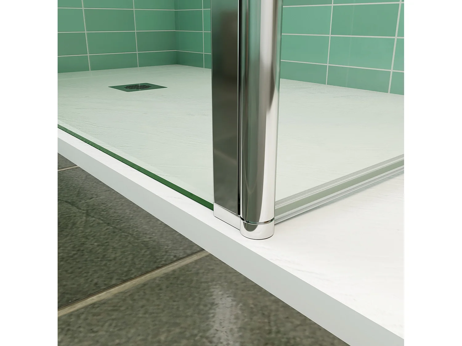 Inloopdouchewand 80x200cm met draaibare retour 50x200cm - Veiligheidsglas - Met cilindrische bevestigingsstang 70-120cm