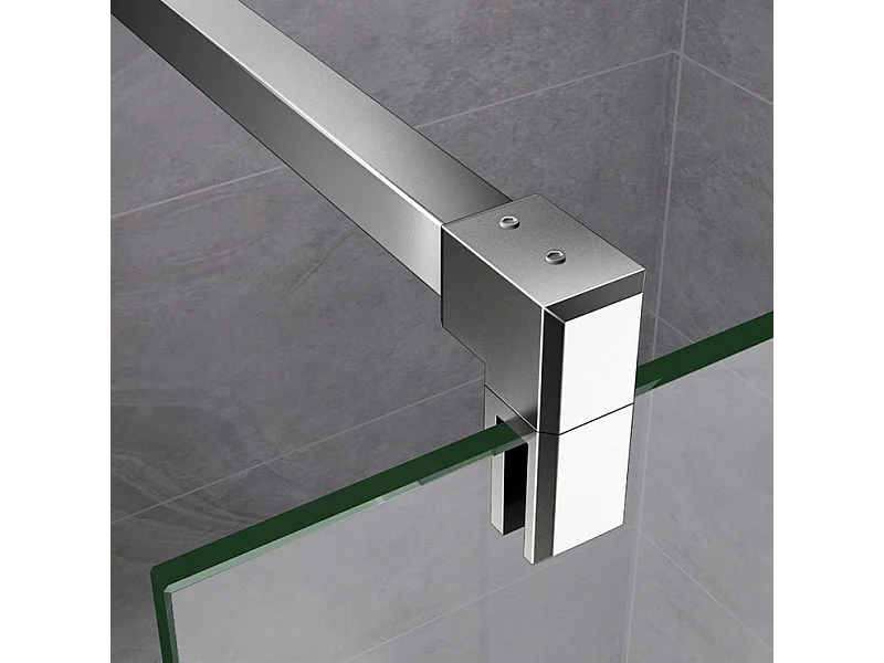 Paroi de douche à l'italienne 100x200cm - 8mm verre trempé sablé - Avec barre de fixation 90cm en carré