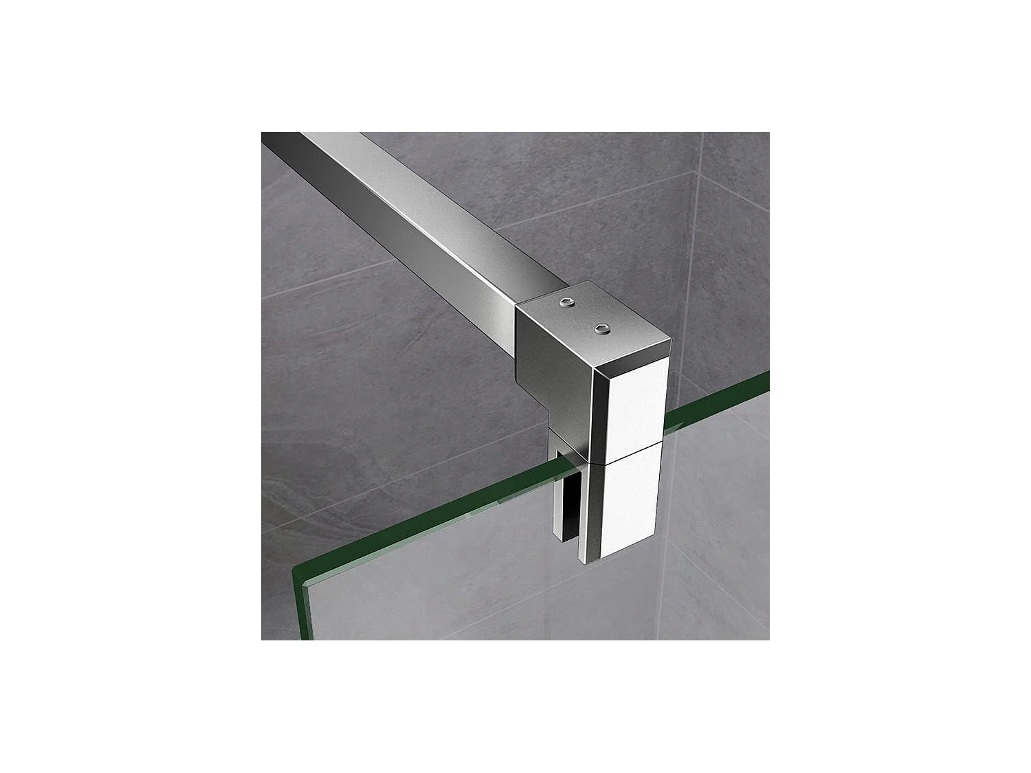 Paroi de douche à l'italienne 100x200cm - 8mm verre trempé sablé - Avec barre de fixation 90cm en carré