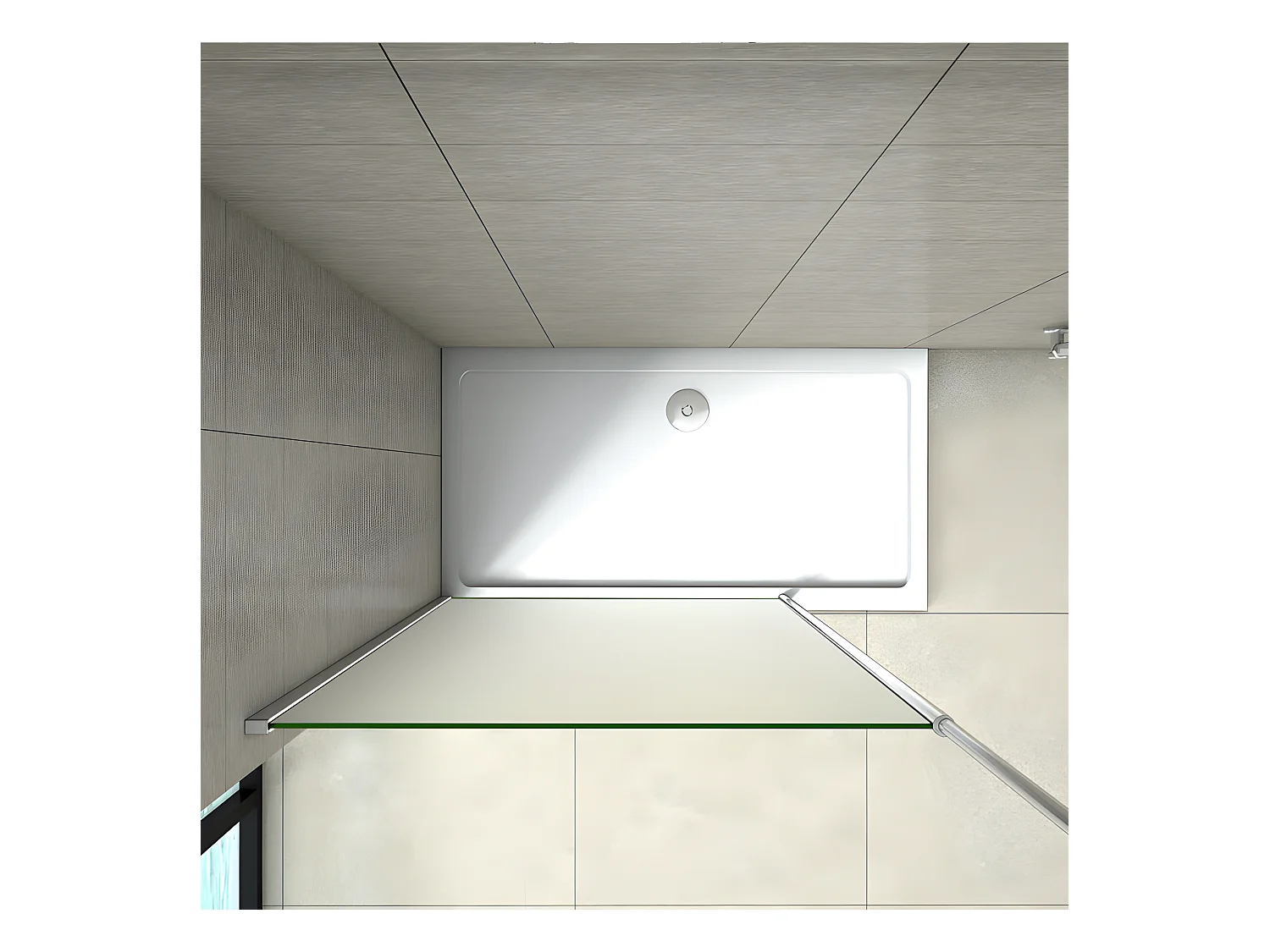 Paroi de douche à l'italienne 140x200cm - 8mm verre trempé sablé - Avec barre de fixation au plafond 203-320cm