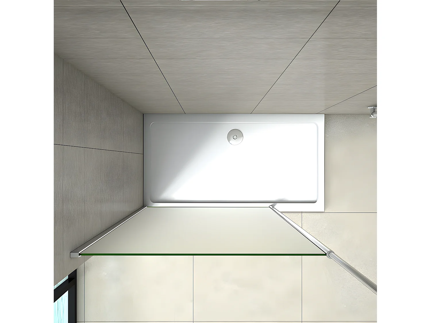 Paroi de douche à l'italienne 140x200cm - 8mm verre trempé sablé - Avec barre de fixation au plafond 203-320cm