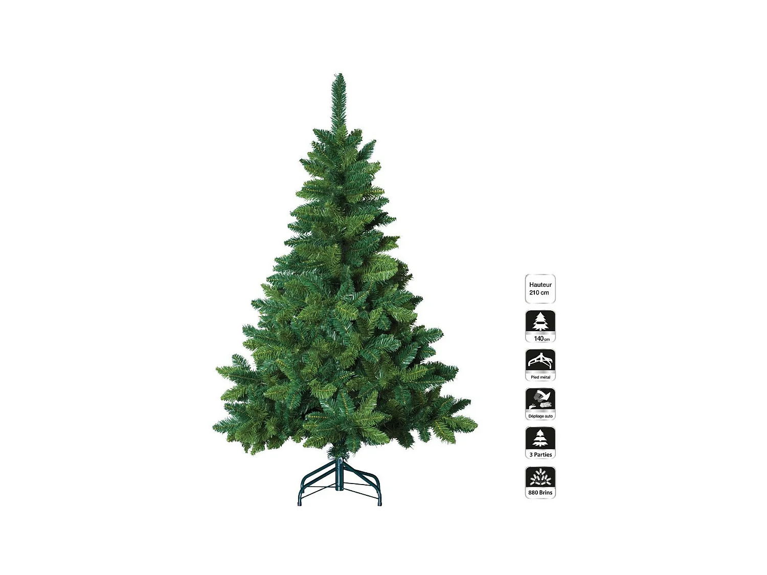 Sapin de Noël artificiel Vert qualité Premium H 210 cm
