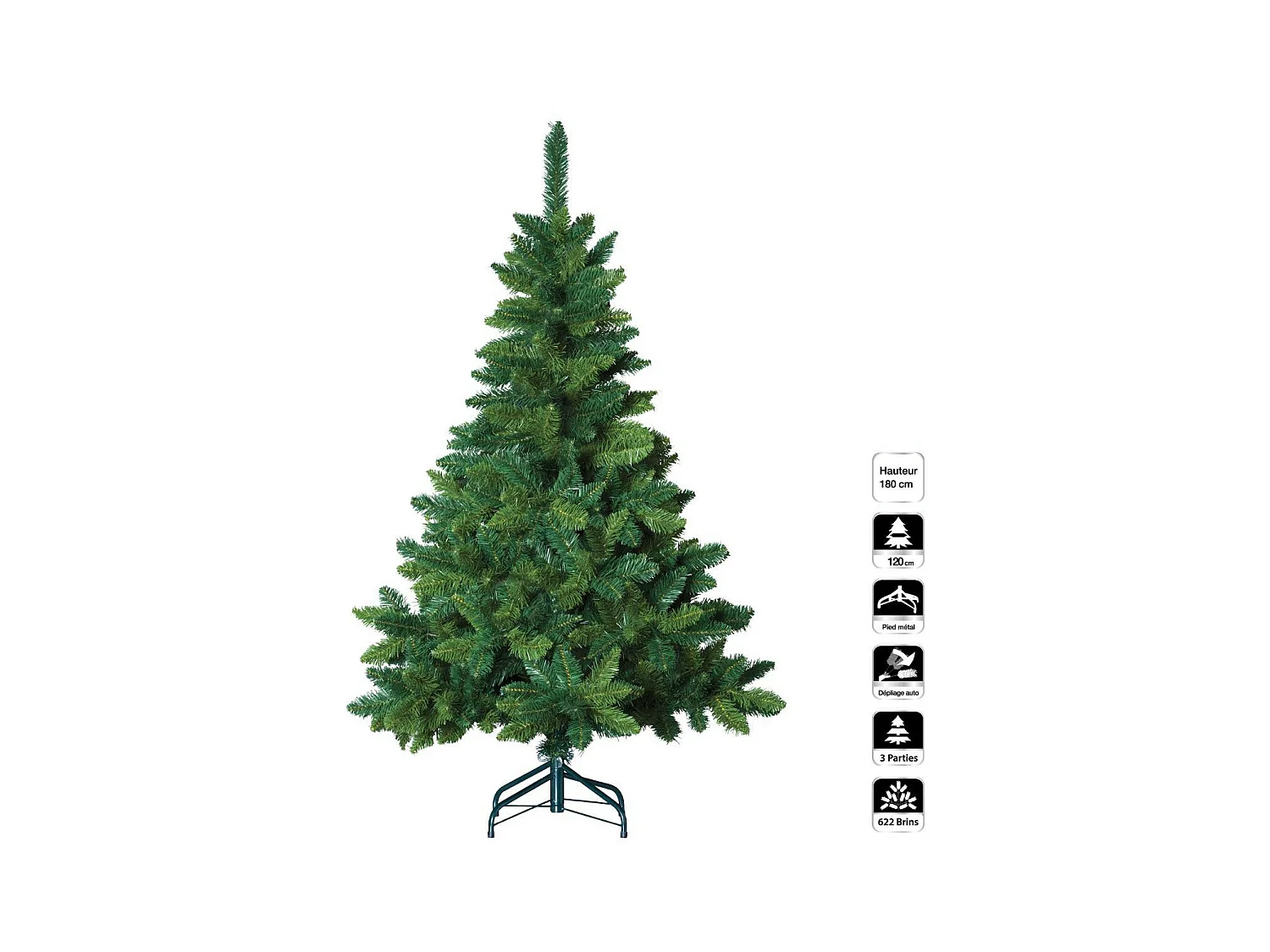 Sapin de Noël artificiel Vert qualité Premium H 180 cm