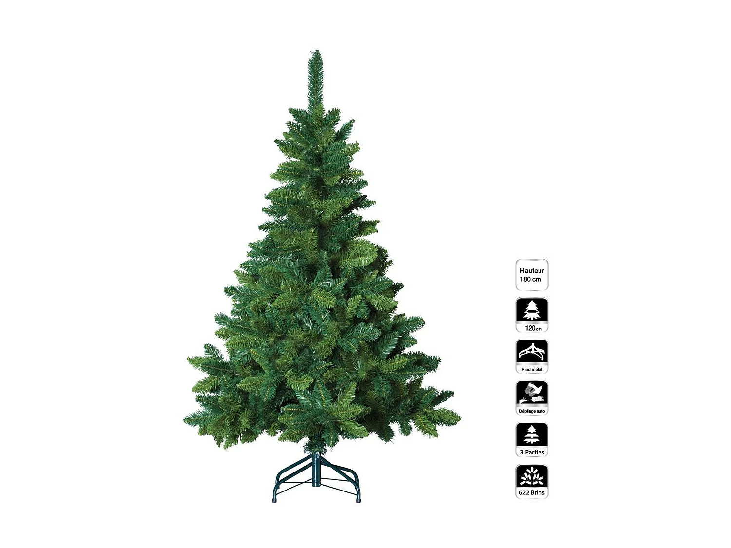 Sapin de Noël artificiel Vert qualité Premium H 180 cm