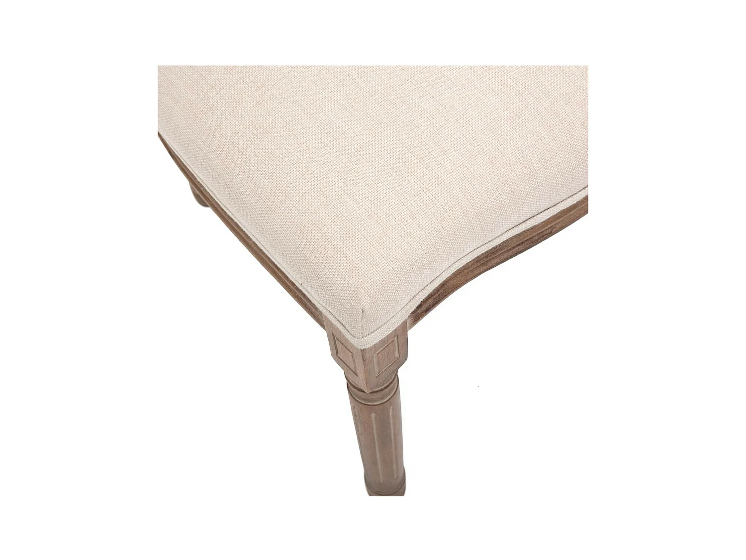 Chaise de table en coton Beige Lin et Bois blanchi avec dossier Cannage