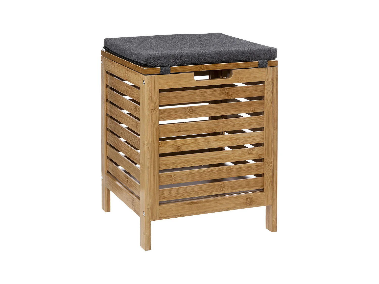 Taburete baúl de almacenamiento de bambú 35 x 35 cm