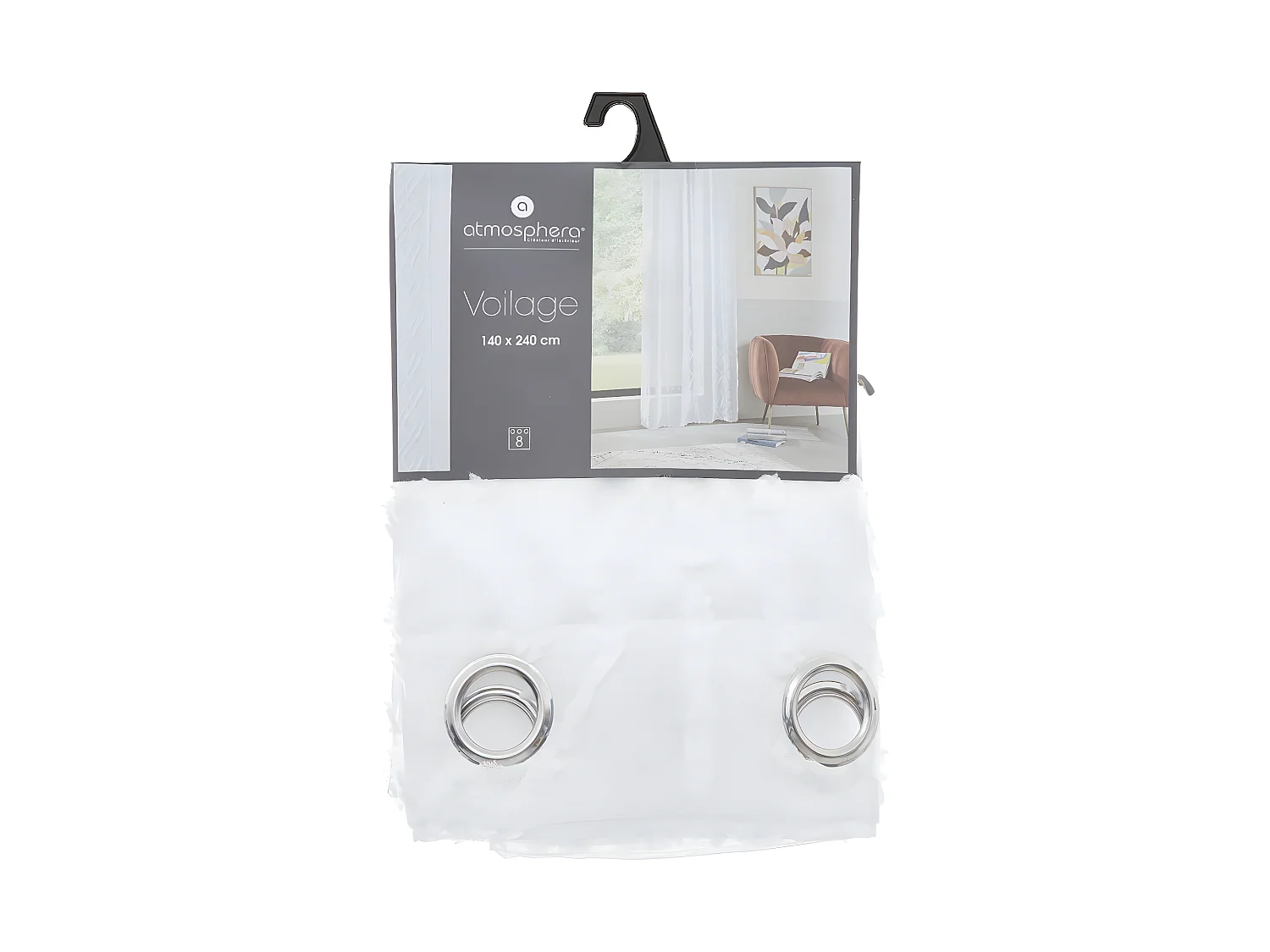 Voilage à œillets Blanc motif Jacquard 140 x 240 cm