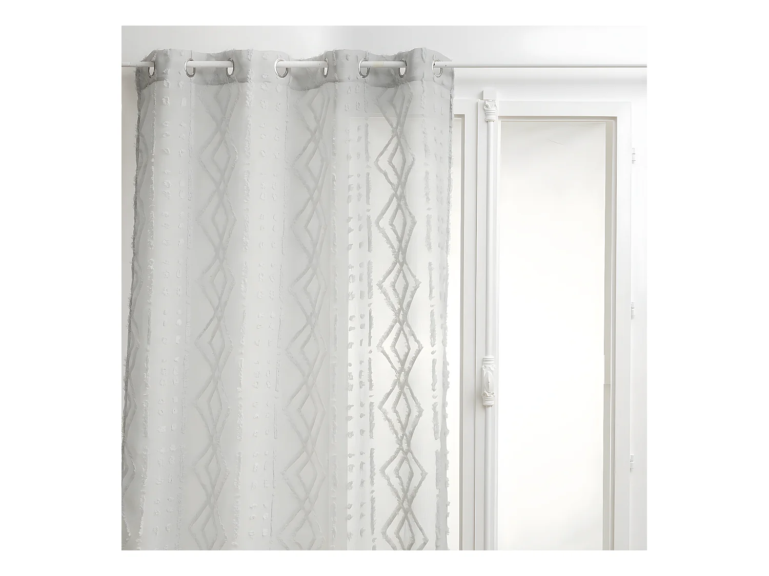 Voilage à œillets Gris motif Jacquard 140 x 240 cm