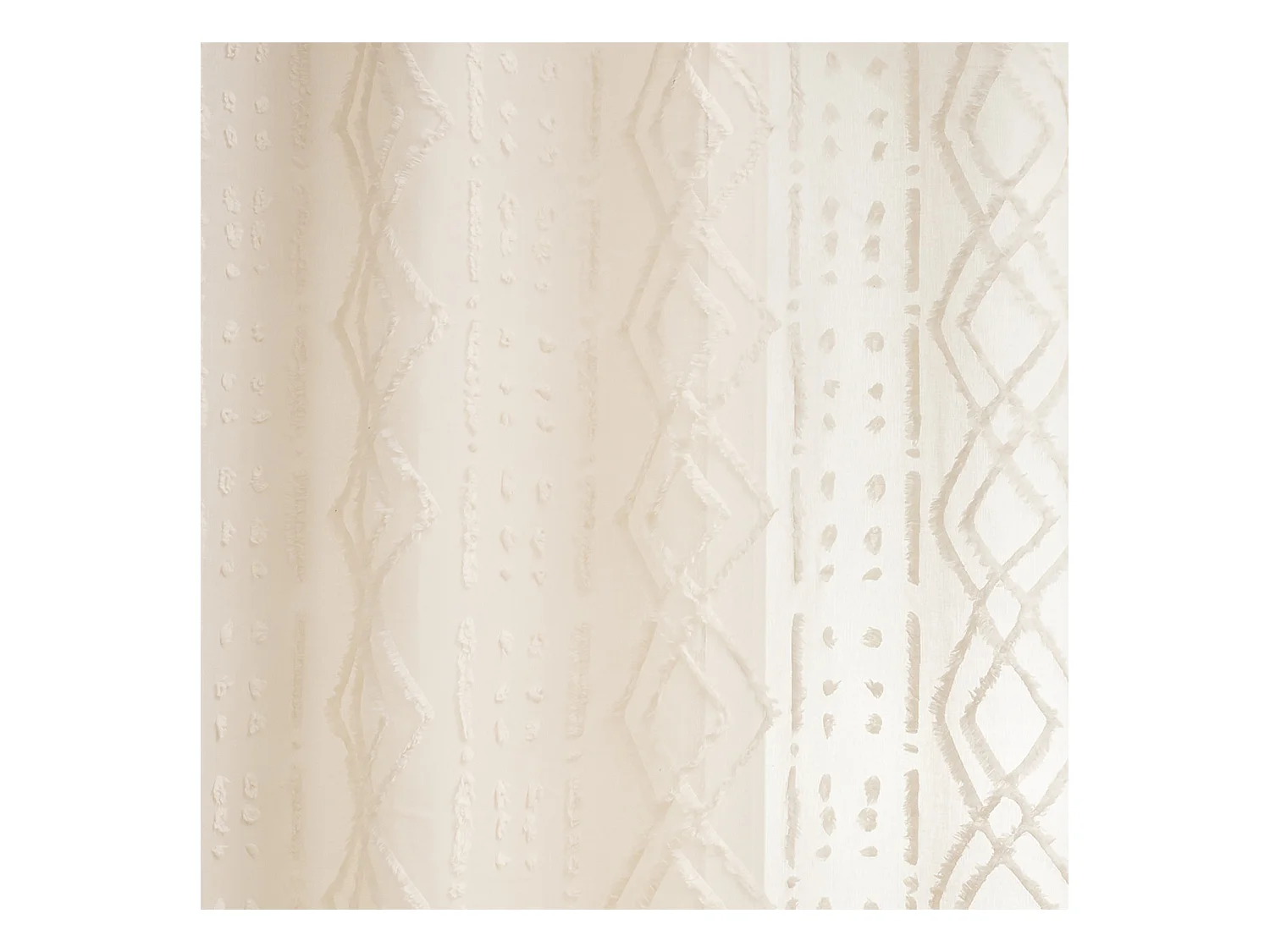 Voilage à œillets Beige Lin motif Jacquard 140 x 240 cm