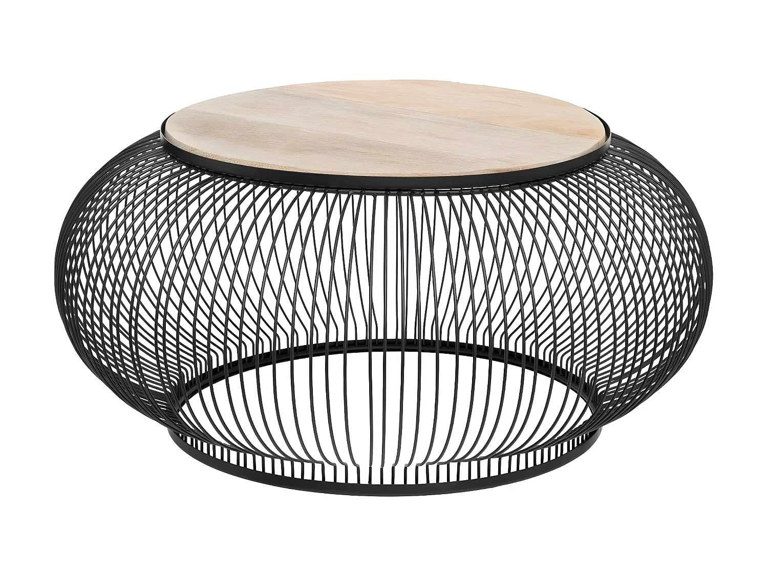 Set de 2 Tables Basses en Bois de Manguier et Métal filaire Noir