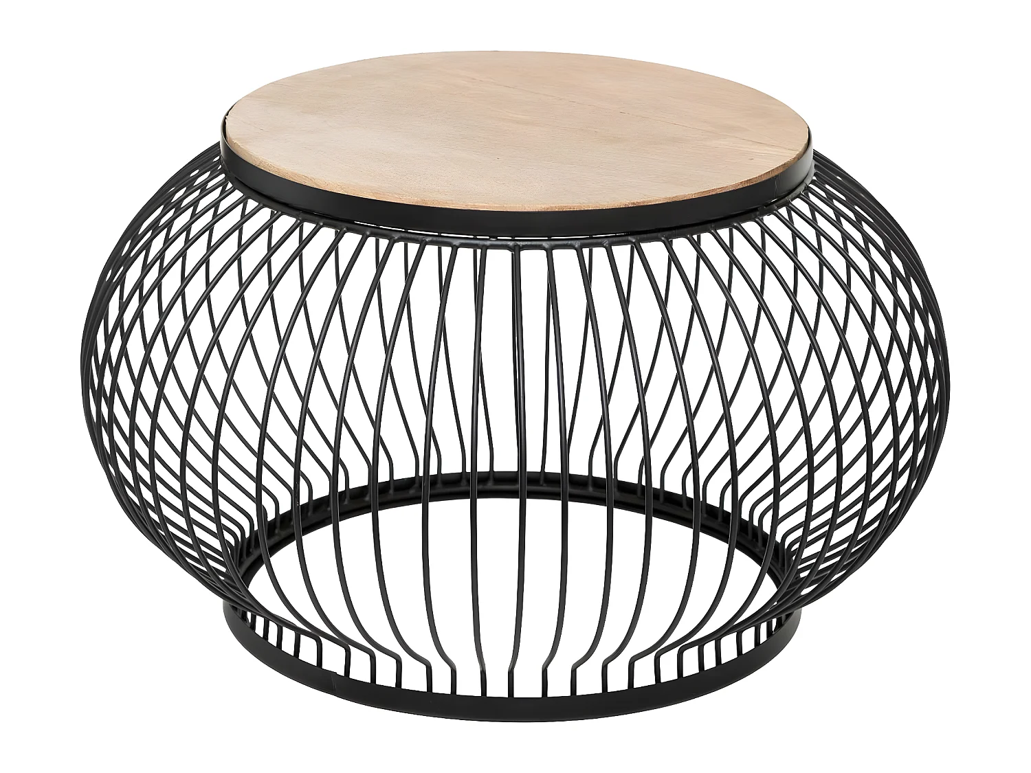 Set de 2 Tables Basses en Bois de Manguier et Métal filaire Noir