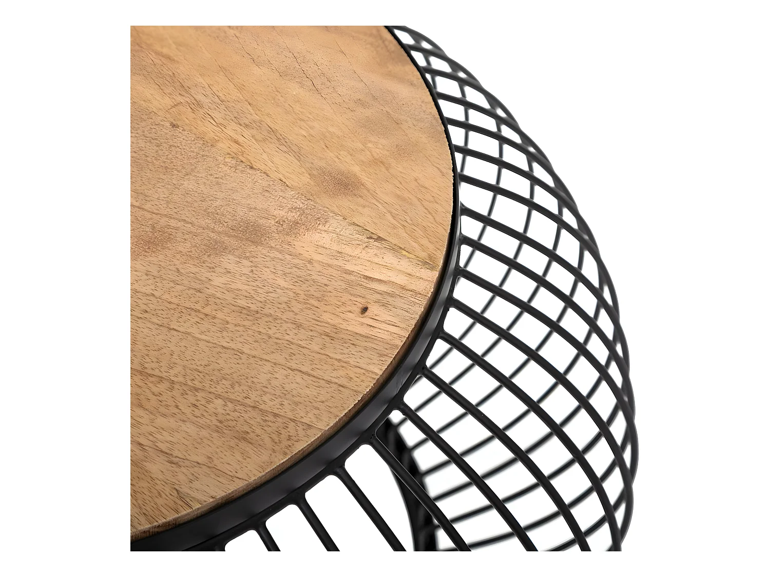 Set de 2 Tables Basses en Bois de Manguier et Métal filaire Noir