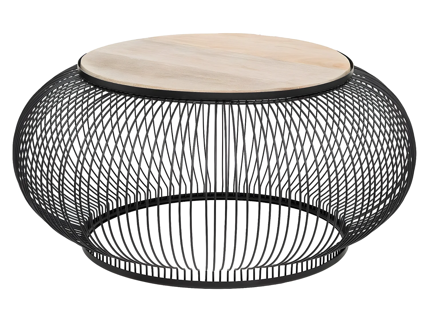 Set de 2 Tables Basses en Bois de Manguier et Métal filaire Noir