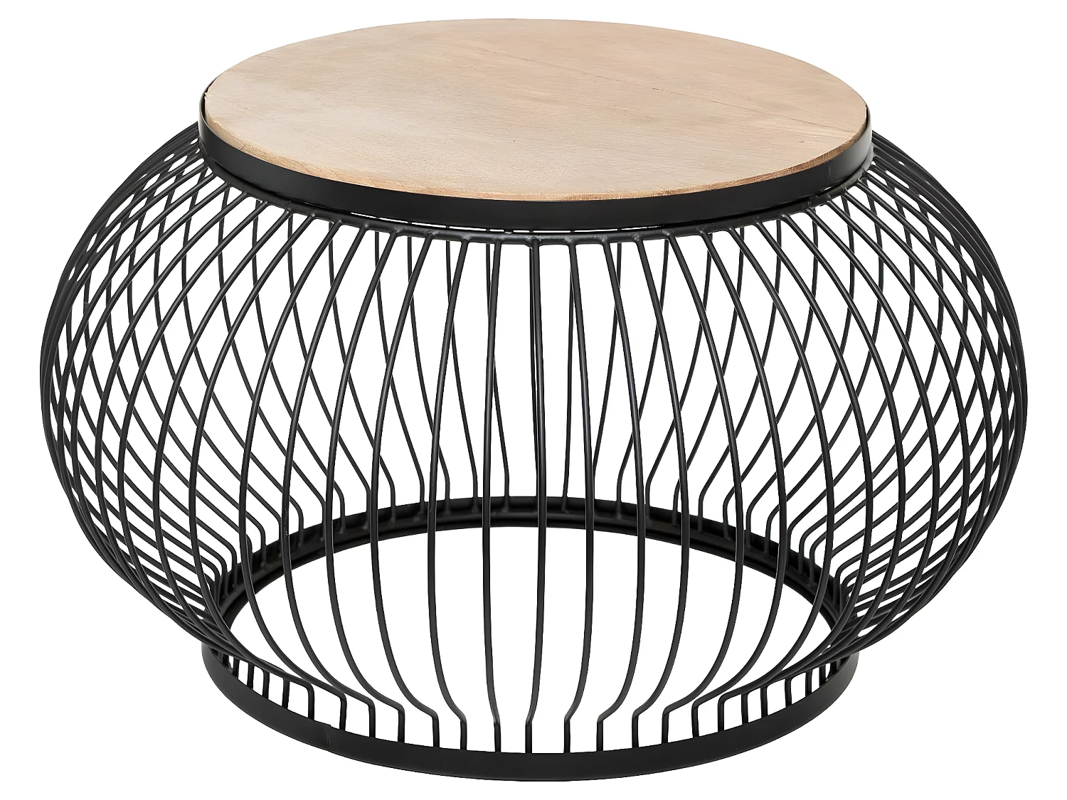 Set de 2 Tables Basses en Bois de Manguier et Métal filaire Noir