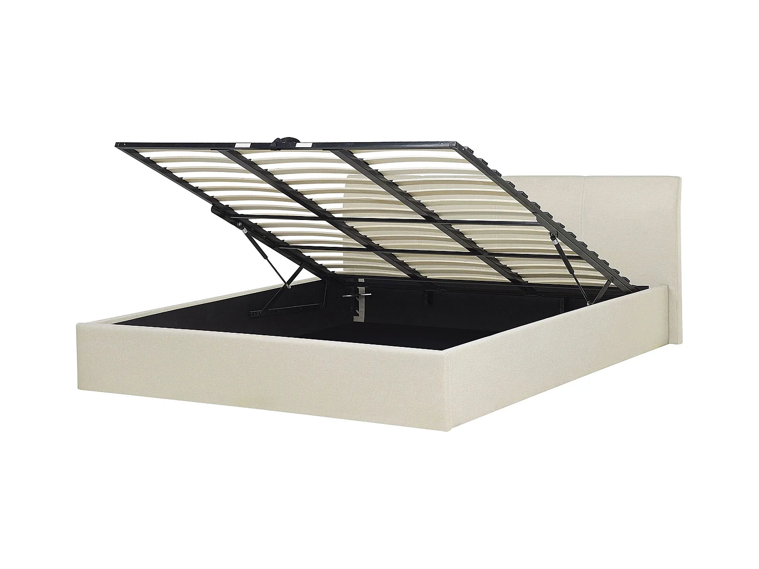 Polsterbett Leinenoptik beige mit Lattenrost 180x200 cm Bettkasten modern Orbey