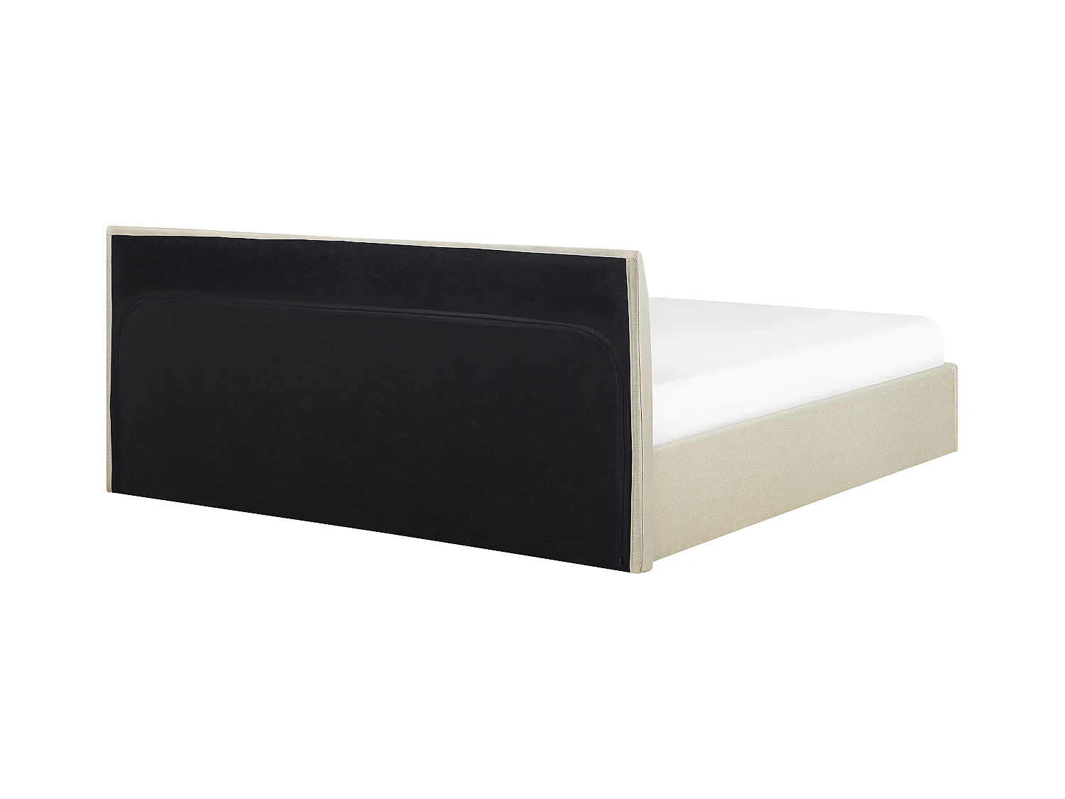 Polsterbett Leinenoptik beige mit Lattenrost 180x200 cm Bettkasten modern Orbey