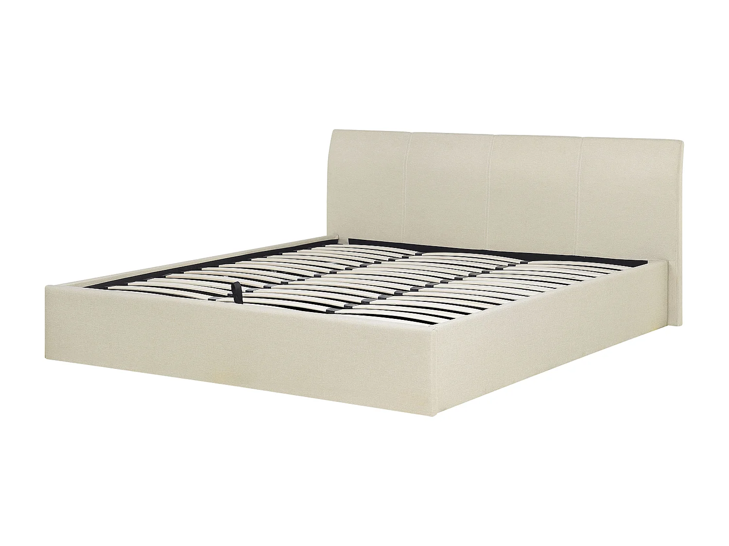 Polsterbett Leinenoptik beige mit Lattenrost 180x200 cm Bettkasten modern Orbey