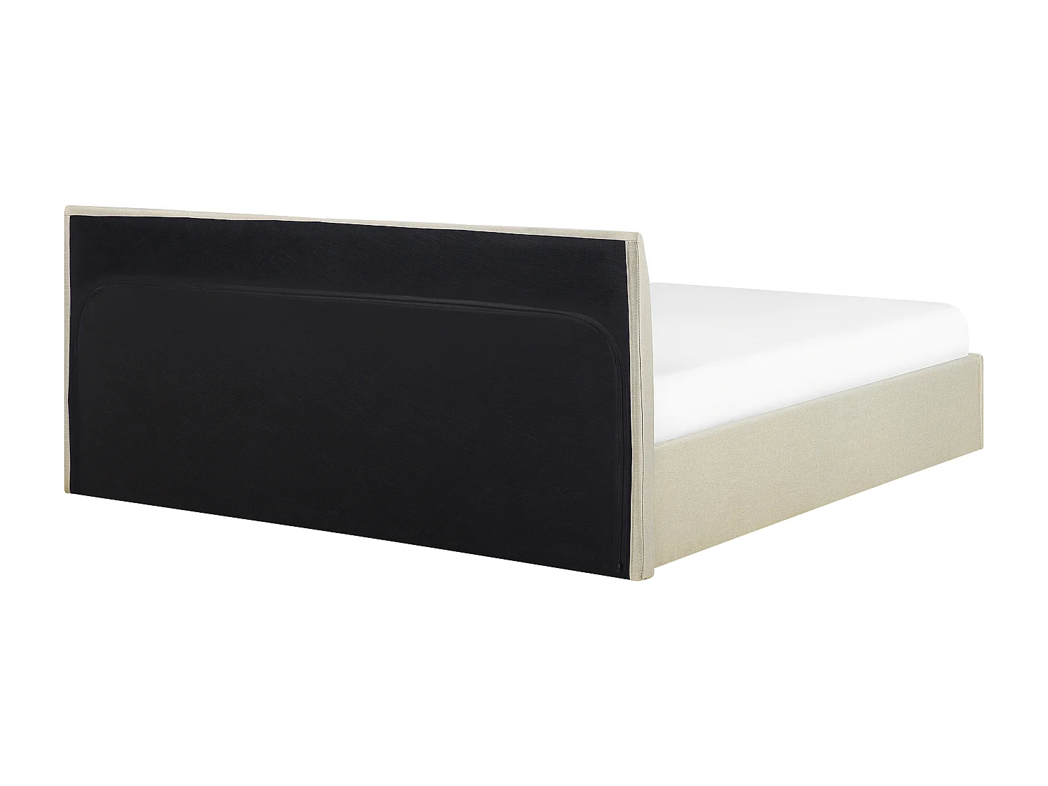 Polsterbett Leinenoptik beige mit Lattenrost 180x200 cm Bettkasten modern Orbey