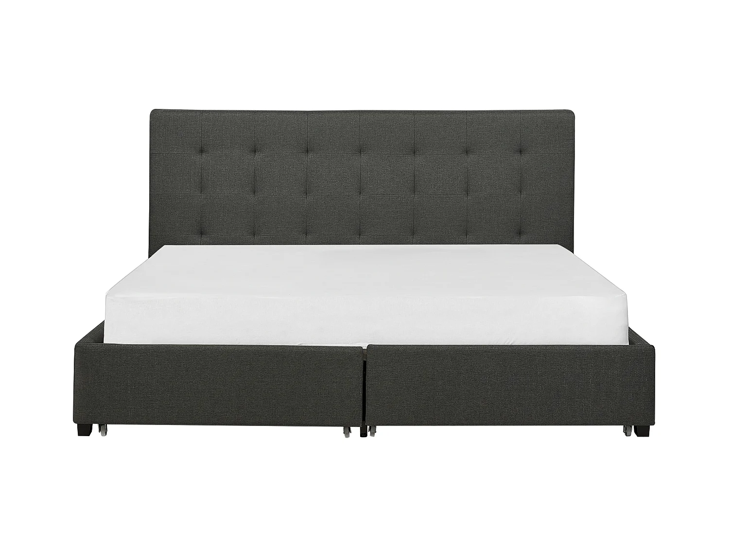 Lit avec tiroirs de rangement Tissu LA ROCHELLE 180 x 200 cm Gris foncé