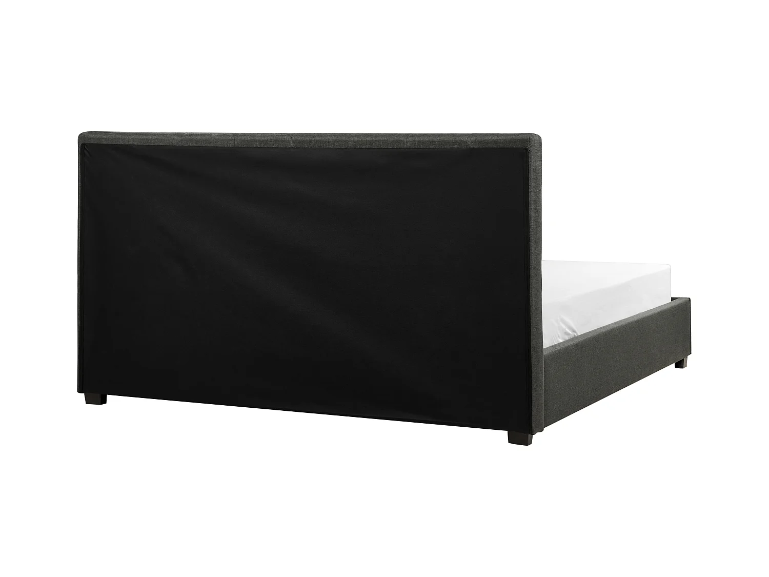 Lit avec tiroirs de rangement Tissu LA ROCHELLE 180 x 200 cm Gris foncé