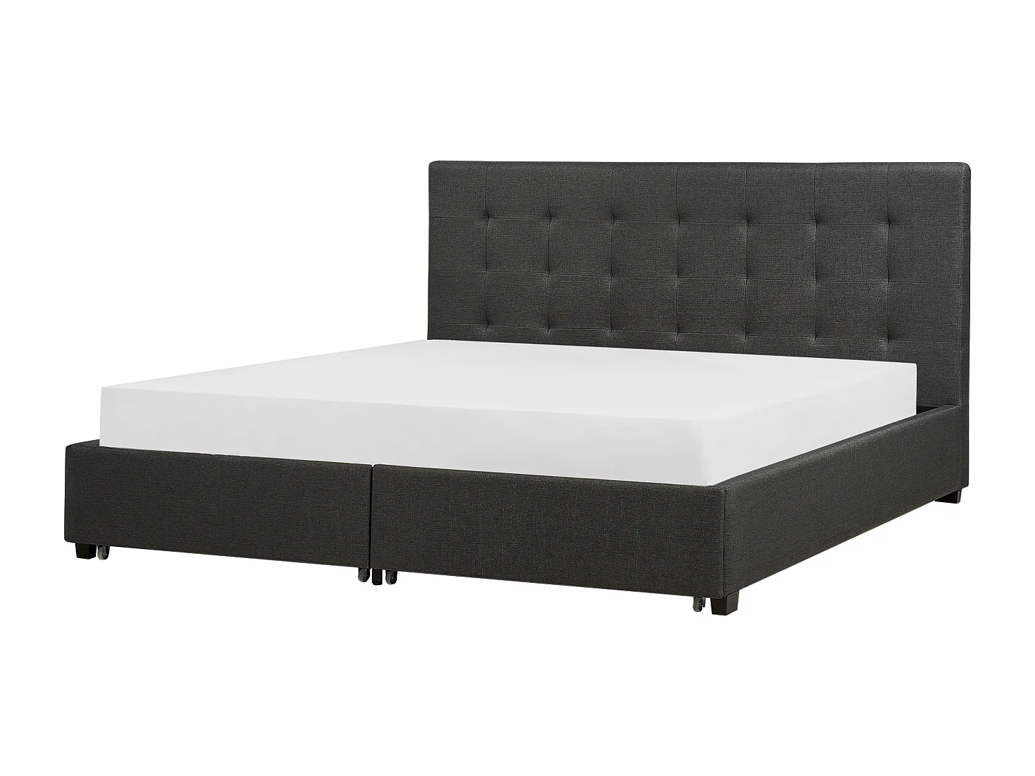 Lit avec tiroirs de rangement Tissu LA ROCHELLE 180 x 200 cm Gris foncé