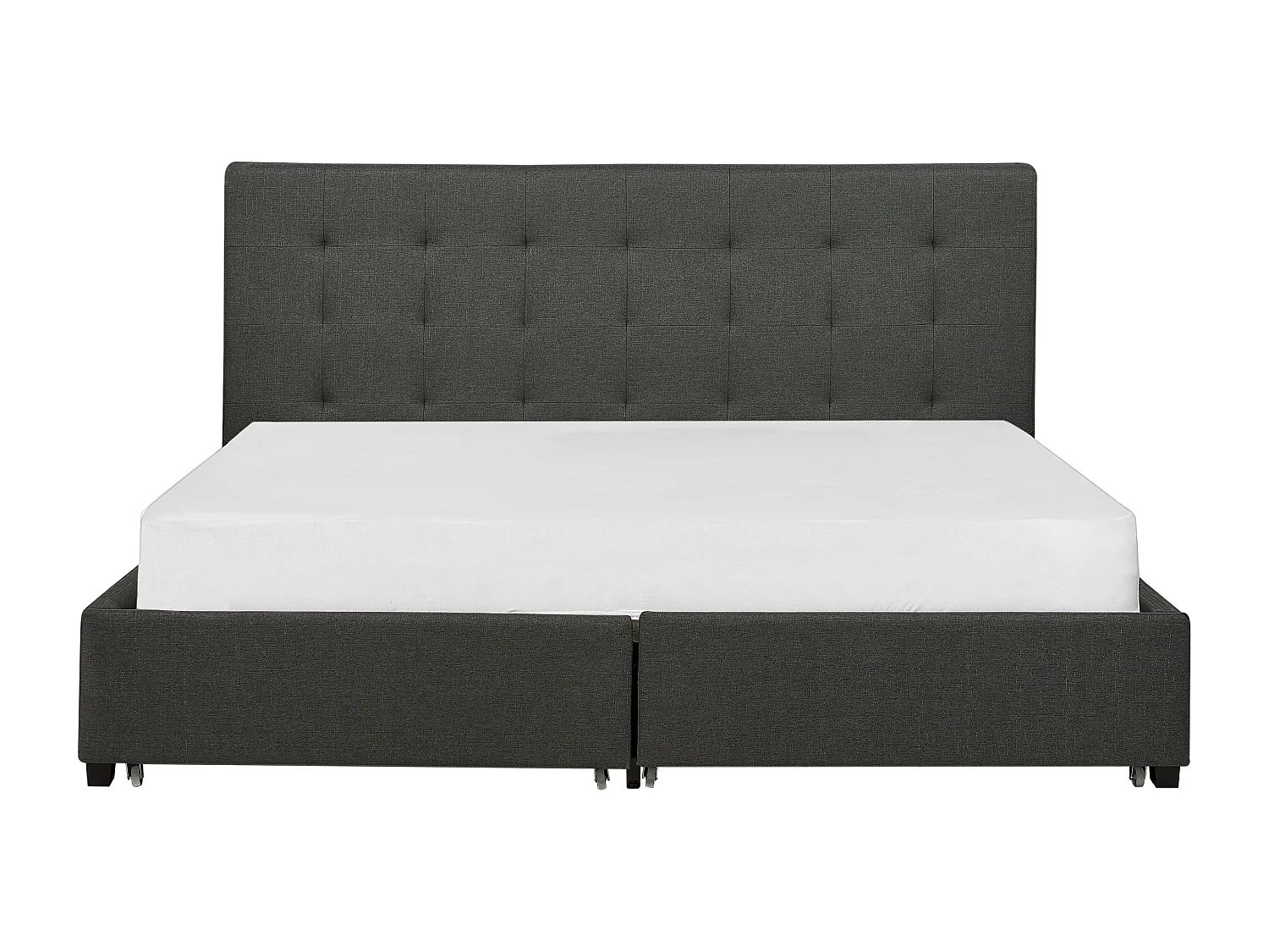 Lit avec tiroirs de rangement Tissu LA ROCHELLE 180 x 200 cm Gris foncé
