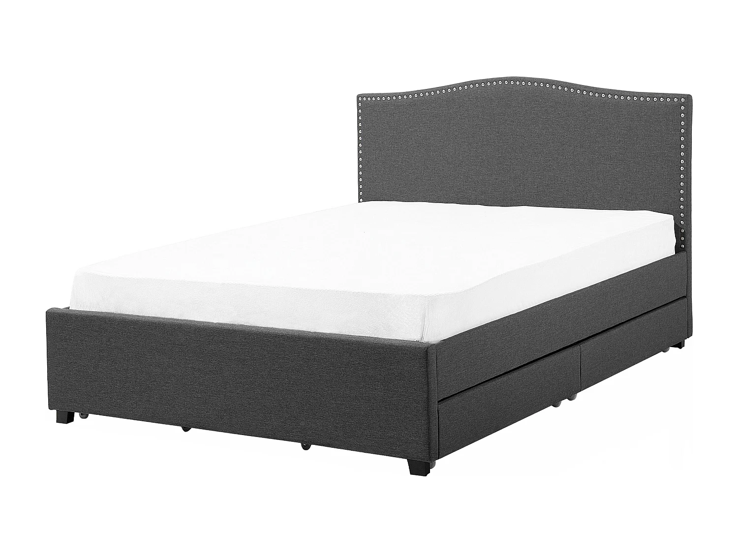 Cama com gavetas de arrumação Tecido MONTPELLIER 180 x 200 cm Cinzento escuro