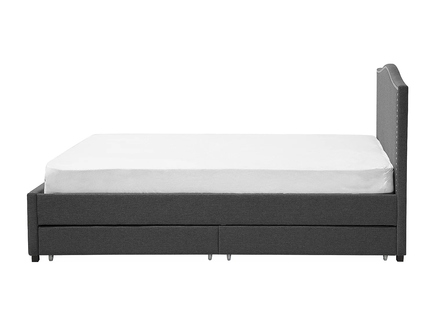 Lit avec tiroirs de rangement Tissu MONTPELLIER 180 x 200 cm Gris foncé