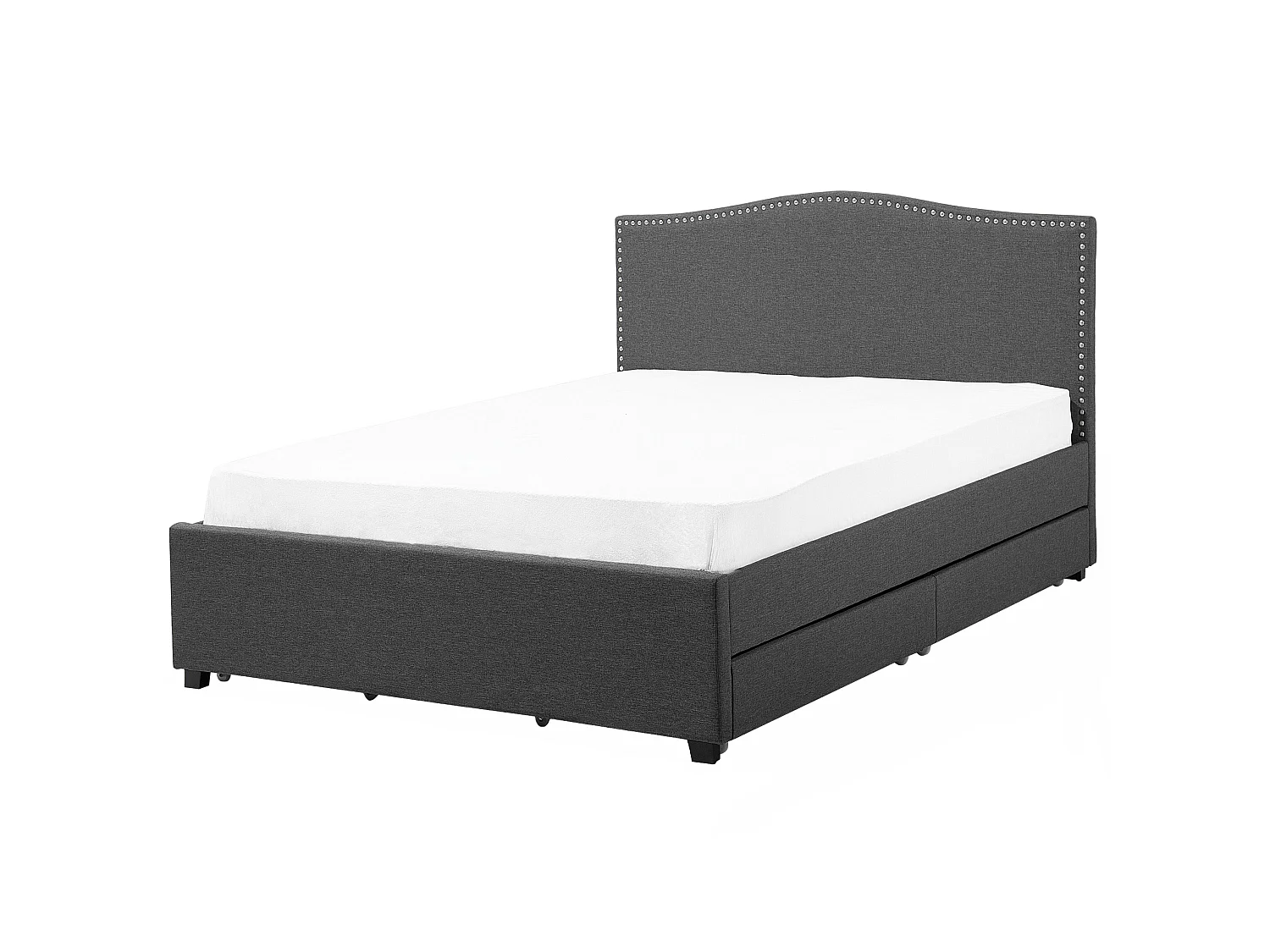 Bett mit Schubladen Stoff MONTPELLIER 180 x 200 cm Dunkelgrau