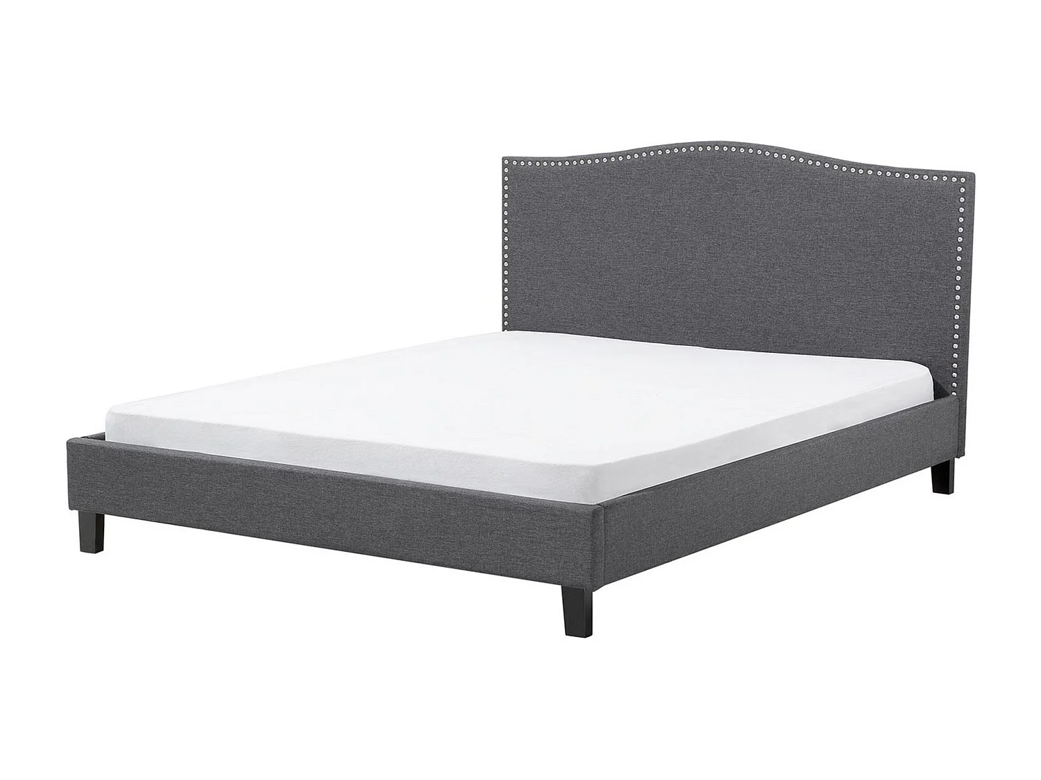 Lit avec sommier Tissu MONTPELLIER 160 x 200 cm Gris foncé