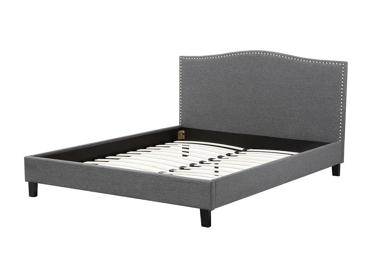 Lit avec sommier Tissu MONTPELLIER 160 x 200 cm Gris foncé