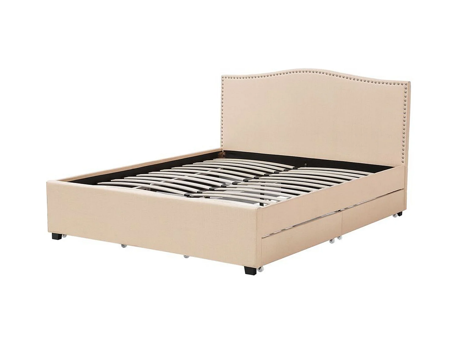 Cama con cajones Tela MONTPELLIER 180 x 200 cm Beige