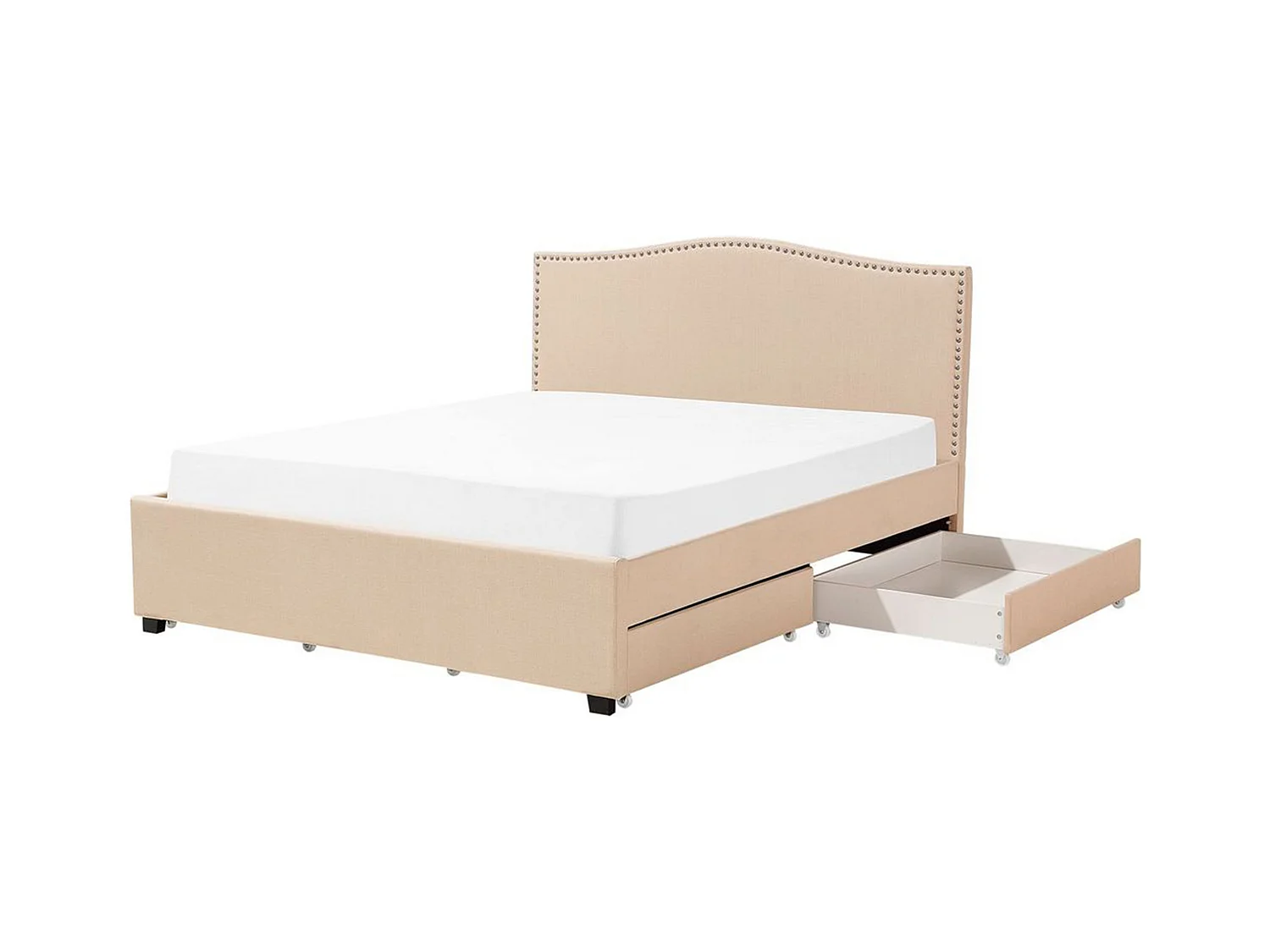 Polsterbett Doppelbett Bettkasten 180x200 Beige Schublade Kopfteil Lattenrost