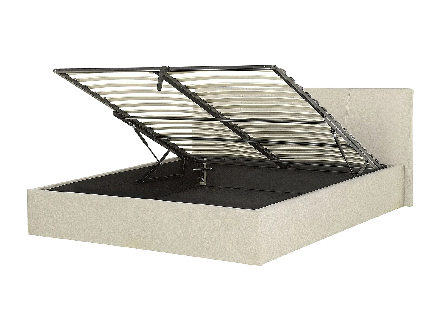 Bed met opbergruimte Stof ORBEY 160 x 200 cm Lichtbeige