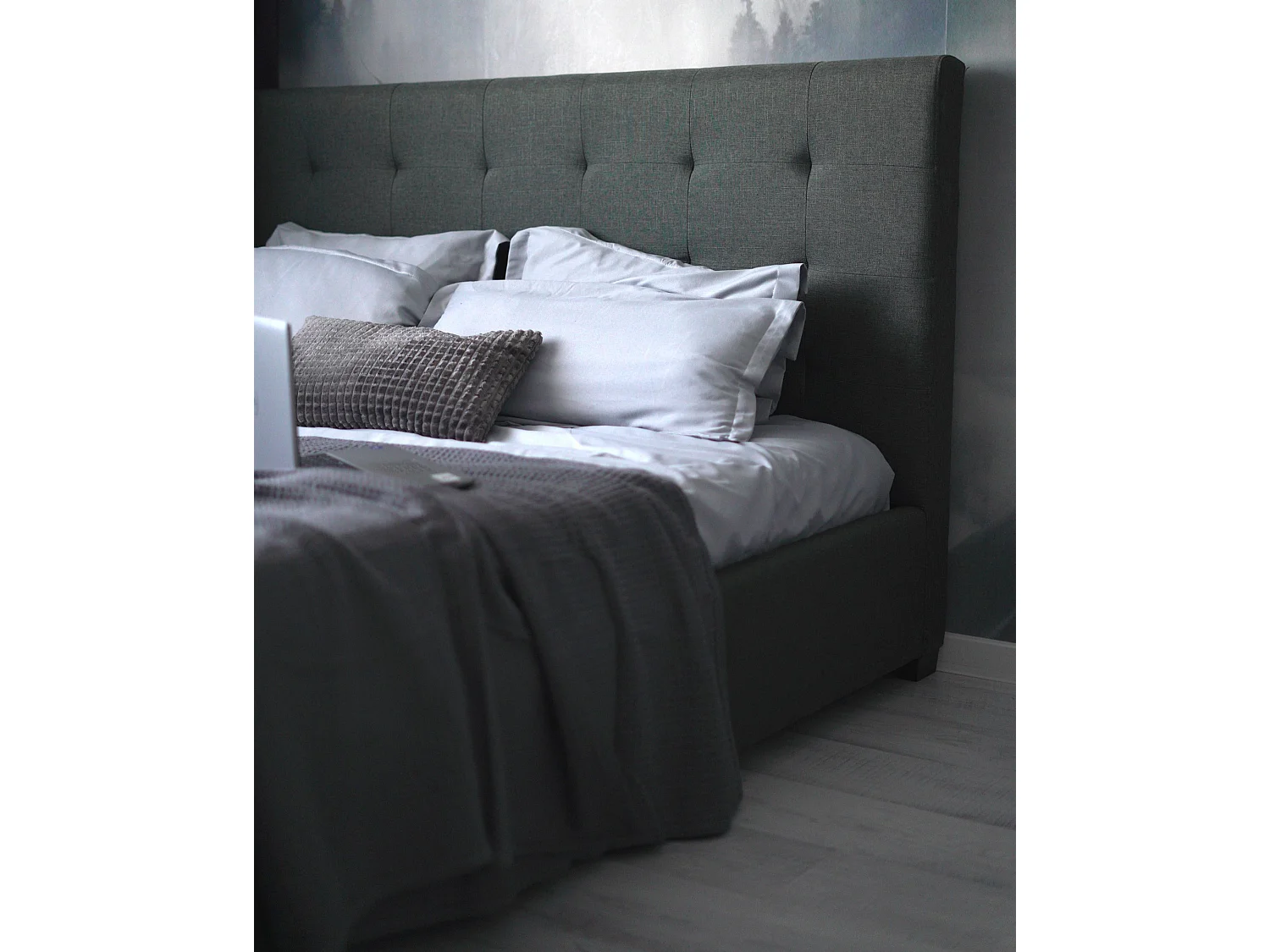 Bed met opbergladen Stof LA ROCHELLE 160 x 200 cm Donkergrijs