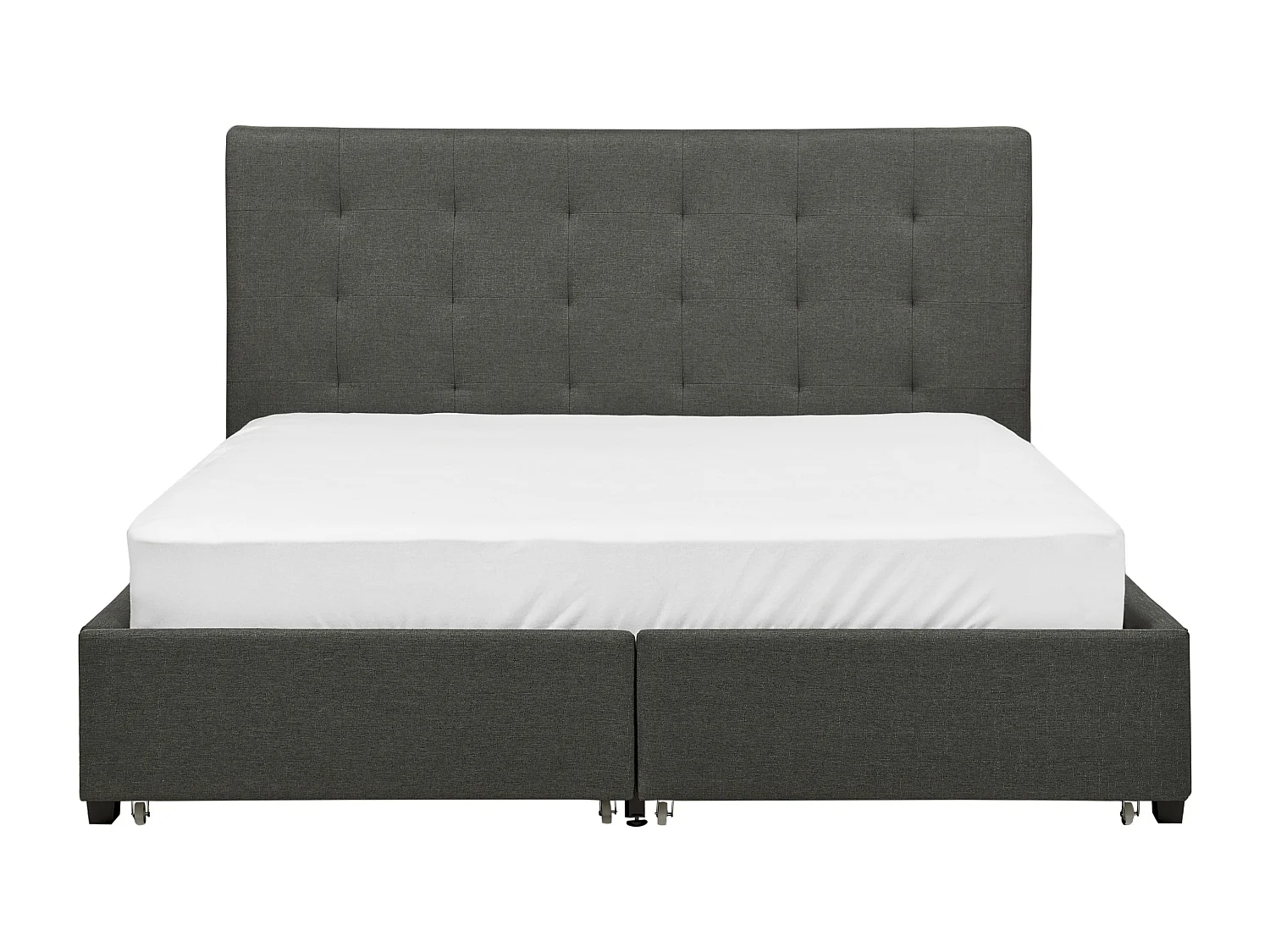 Lit avec tiroirs de rangement Tissu LA ROCHELLE 160 x 200 cm Gris foncé