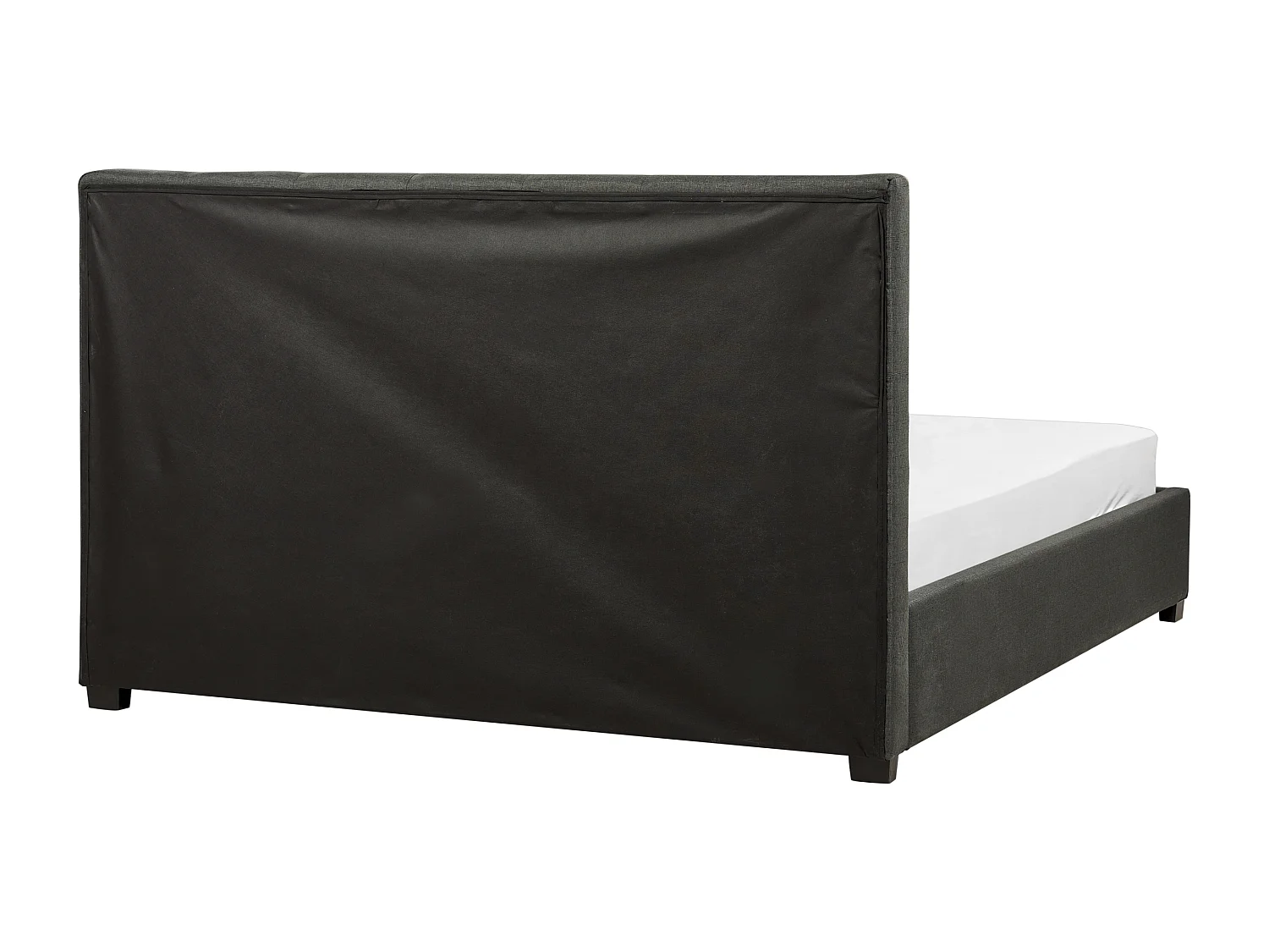 Lit avec tiroirs de rangement Tissu LA ROCHELLE 160 x 200 cm Gris foncé