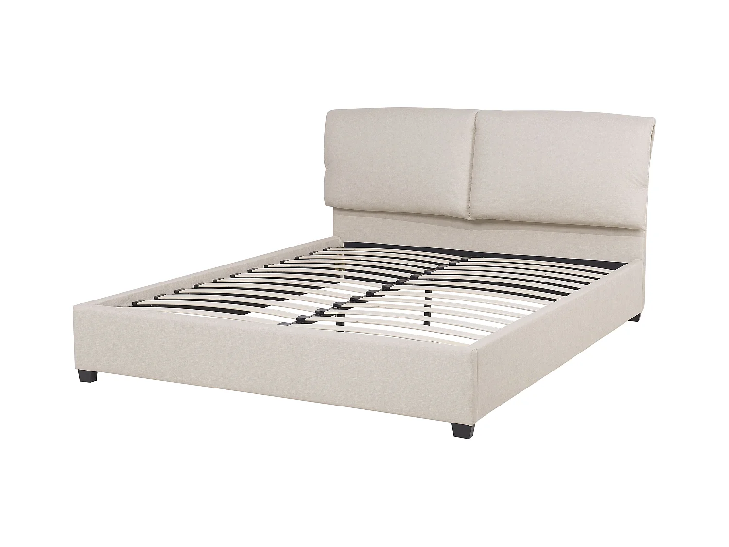 Lit avec sommier Tissu BELFORT 160 x 200 cm Beige clair