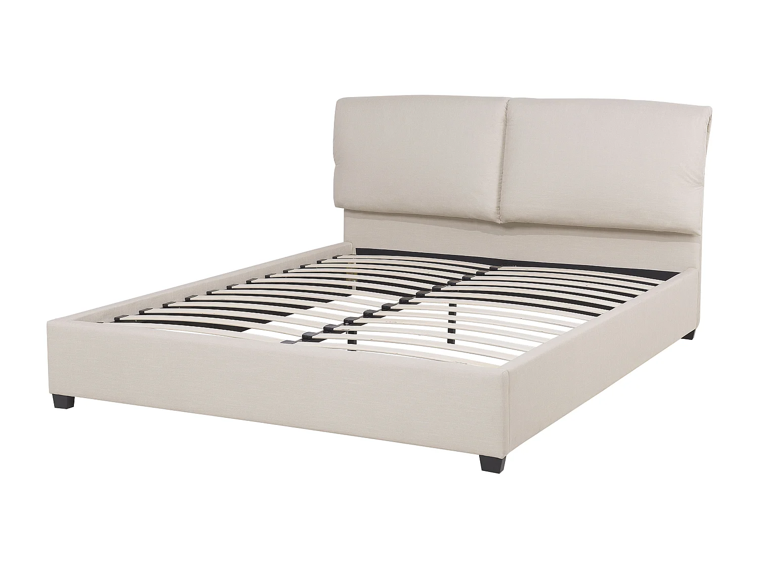 Lit avec sommier Tissu BELFORT 160 x 200 cm Beige clair