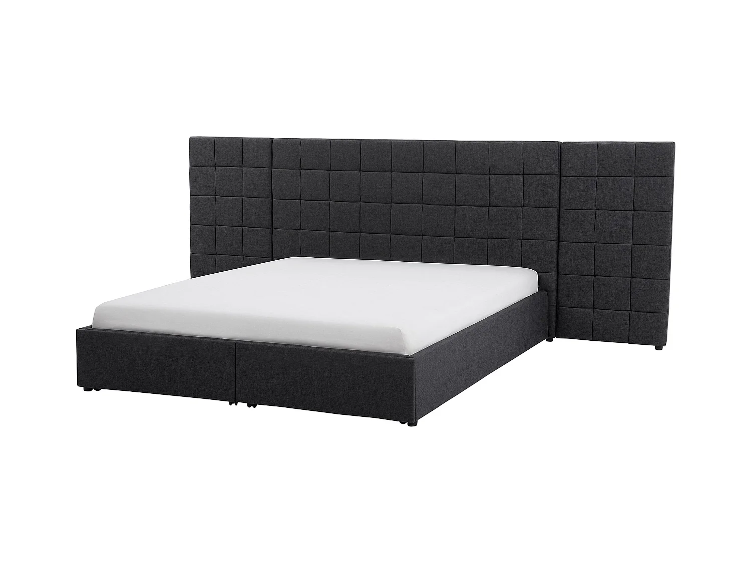 Lit avec tiroirs de rangement Tissu MILLAU 160 x 200 cm Gris foncé
