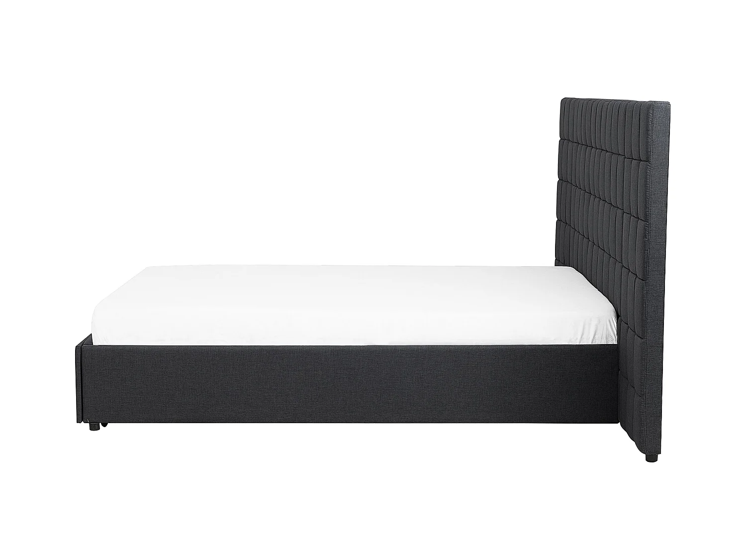 Lit avec tiroirs de rangement Tissu MILLAU 160 x 200 cm Gris foncé