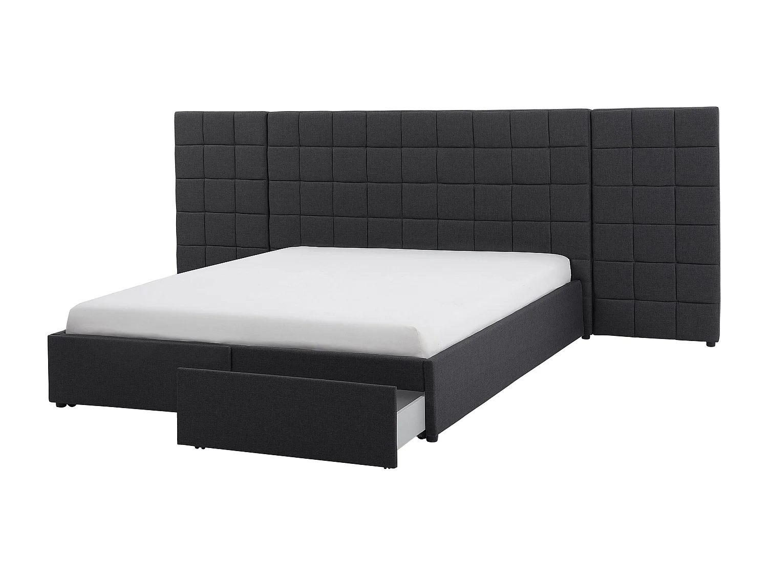 Cama com gavetas de arrumação Tecido MILLAU 160 x 200 cm Cinzento escuro