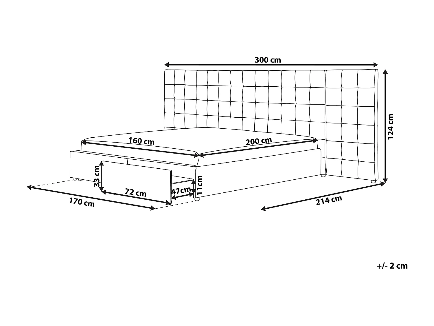 Cama com gavetas de arrumação Tecido MILLAU 160 x 200 cm Cinzento escuro