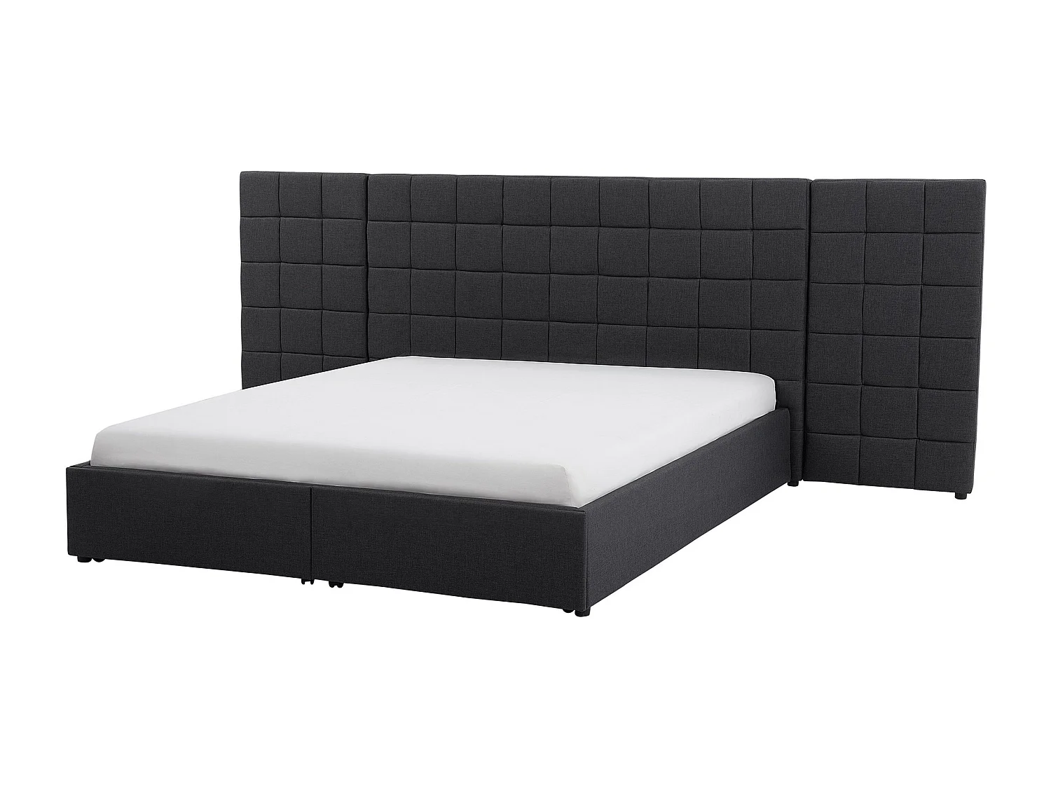 Cama com gavetas de arrumação Tecido MILLAU 160 x 200 cm Cinzento escuro