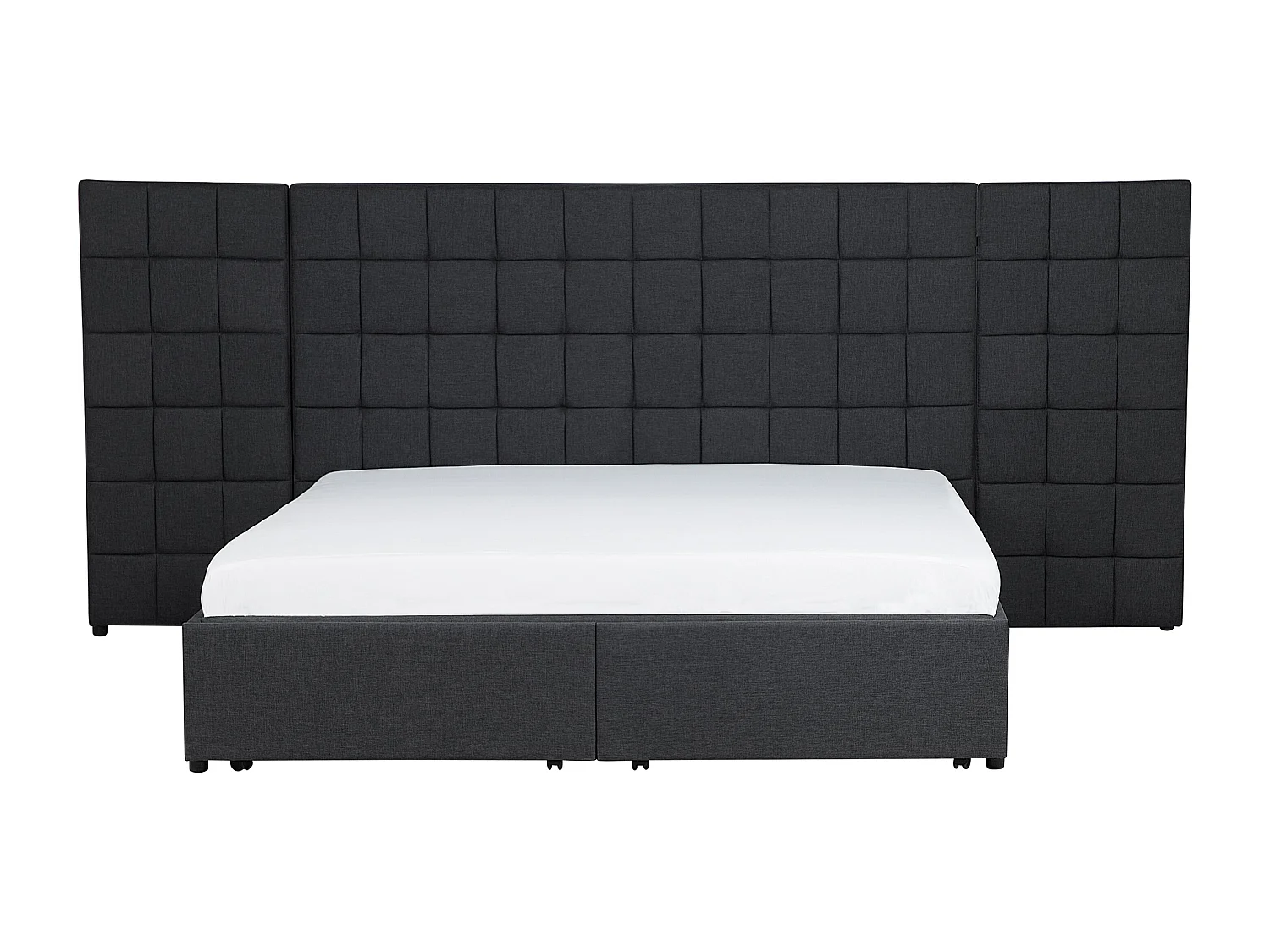Cama com gavetas de arrumação Tecido MILLAU 160 x 200 cm Cinzento escuro